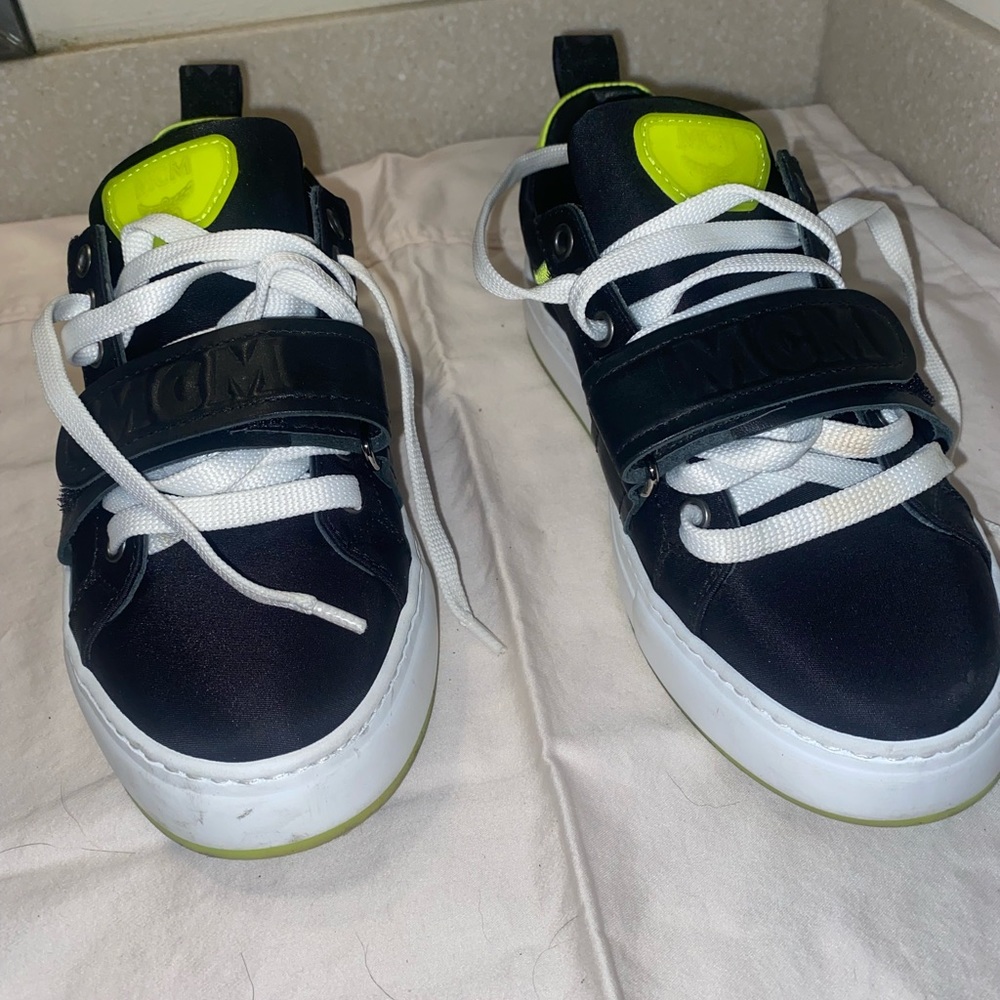 Mcm strap nylon black neon green shoes size 8